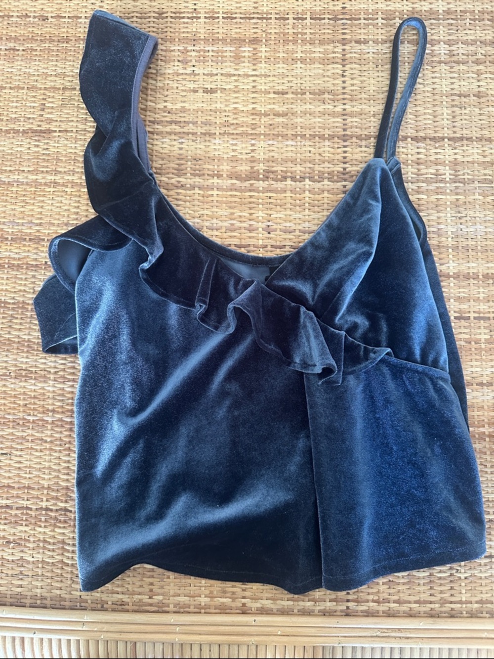 REVOLVE Thistle & Spire Reeve Blue Velvet Ruffle Cami Tank Top Medium